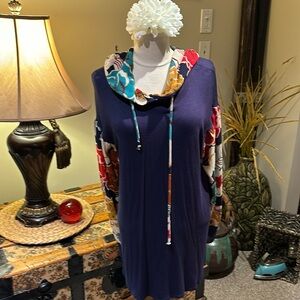 Navy & Floral Hoodie